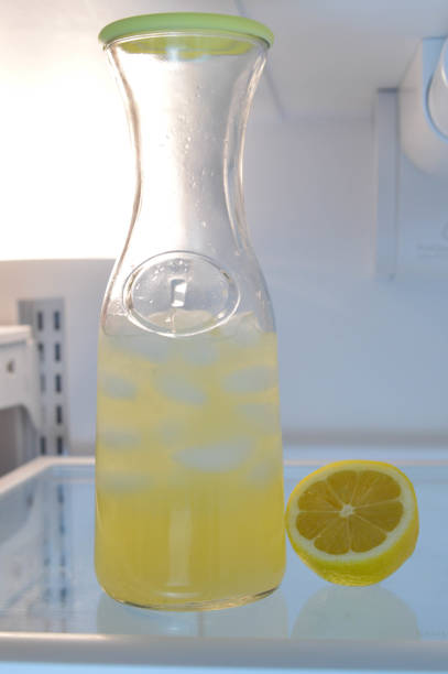 A Carafe of Freshly Squeezed Lemonade in the Refrigerator