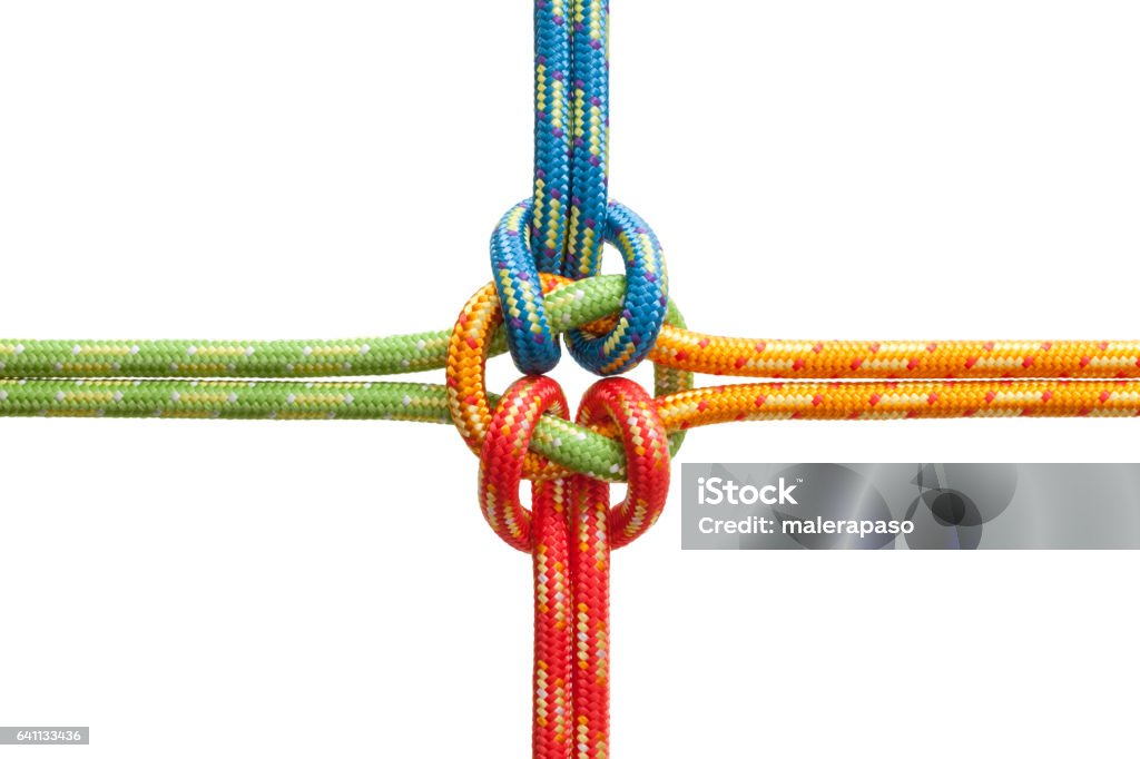 色のロープに結び目結ぶ - 結び目のロイヤリティフリーストックフォト