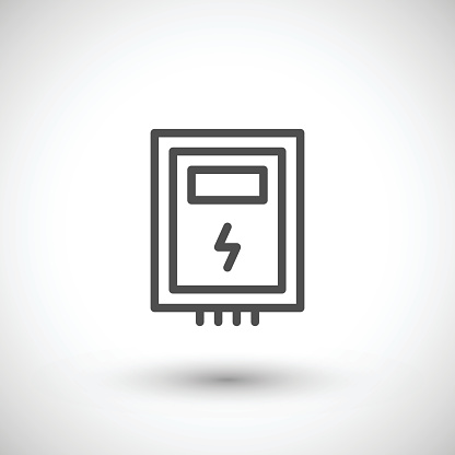 Electric box line icon isolated on grey. Vector illustration