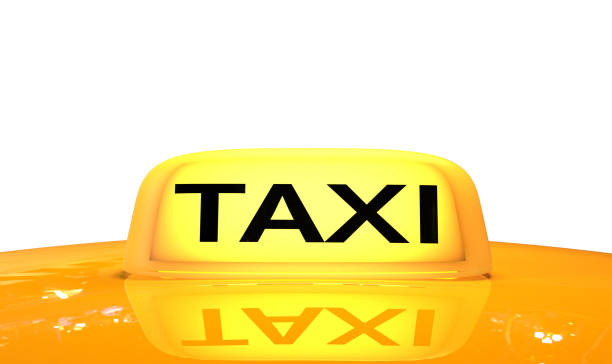 3d rendering yellow taxi sign on taxi cap