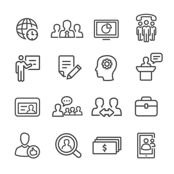 illustrations, cliparts, dessins animés et icônes de gestion icons set - série en ligne - appliquer