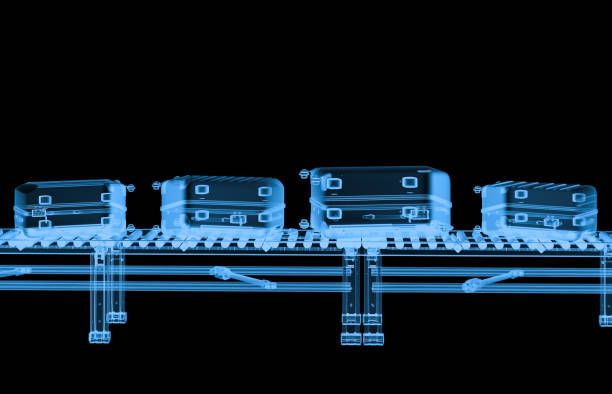 rayos x cinta transportadora con equipaje - control de seguridad fotografías e imágenes de stock
