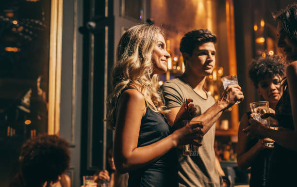 istock Group of people in the pub 641152926