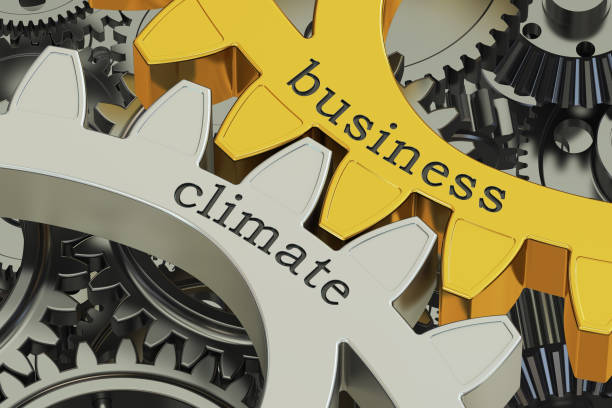 istock business climate concept on the gearwheels, 3D rendering 641156788