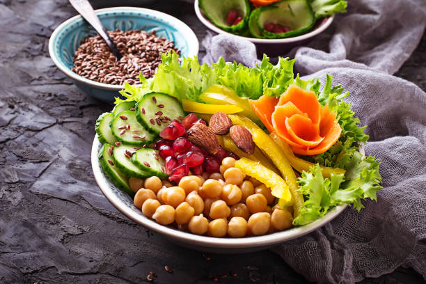 istock Salad with cucumber, pepper, pomegranate chick-pea 641157216