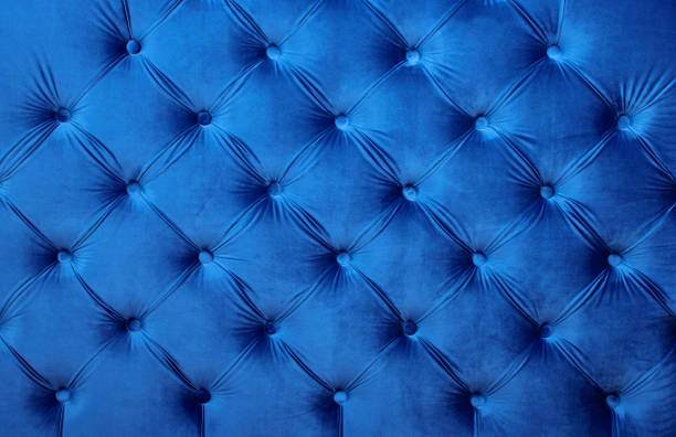 istock Blue velvet capitone textile background, retro Chesterfield style 641157790