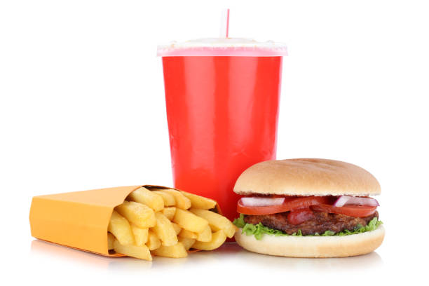 istock Hamburger and fries menu meal combo drink isolated 641160908