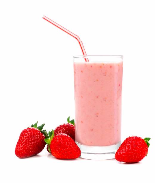 istock Strawberry smoothie with berries isolated on white 641160986