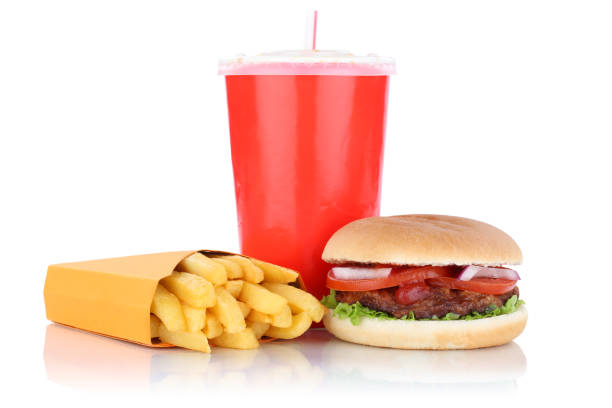 istock Hamburger and fries menu meal combo fast food drink isolated 641161576
