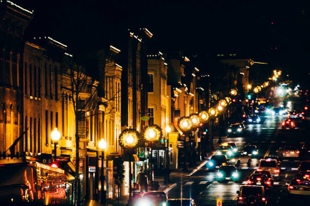 istock Night traffic in Georgetown, Washinhton DC. 641161634