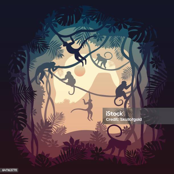 Capuchin Land Stock Illustration - Download Image Now - Monkey, Primate, Vector