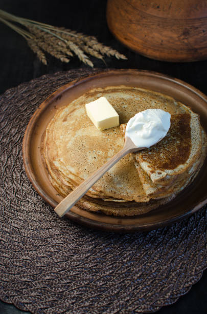 istock Traditional wheat pancakes on Russian Pancakes Day 641171204