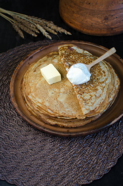 istock Traditional wheat pancakes on Russian Pancakes Day 641171222
