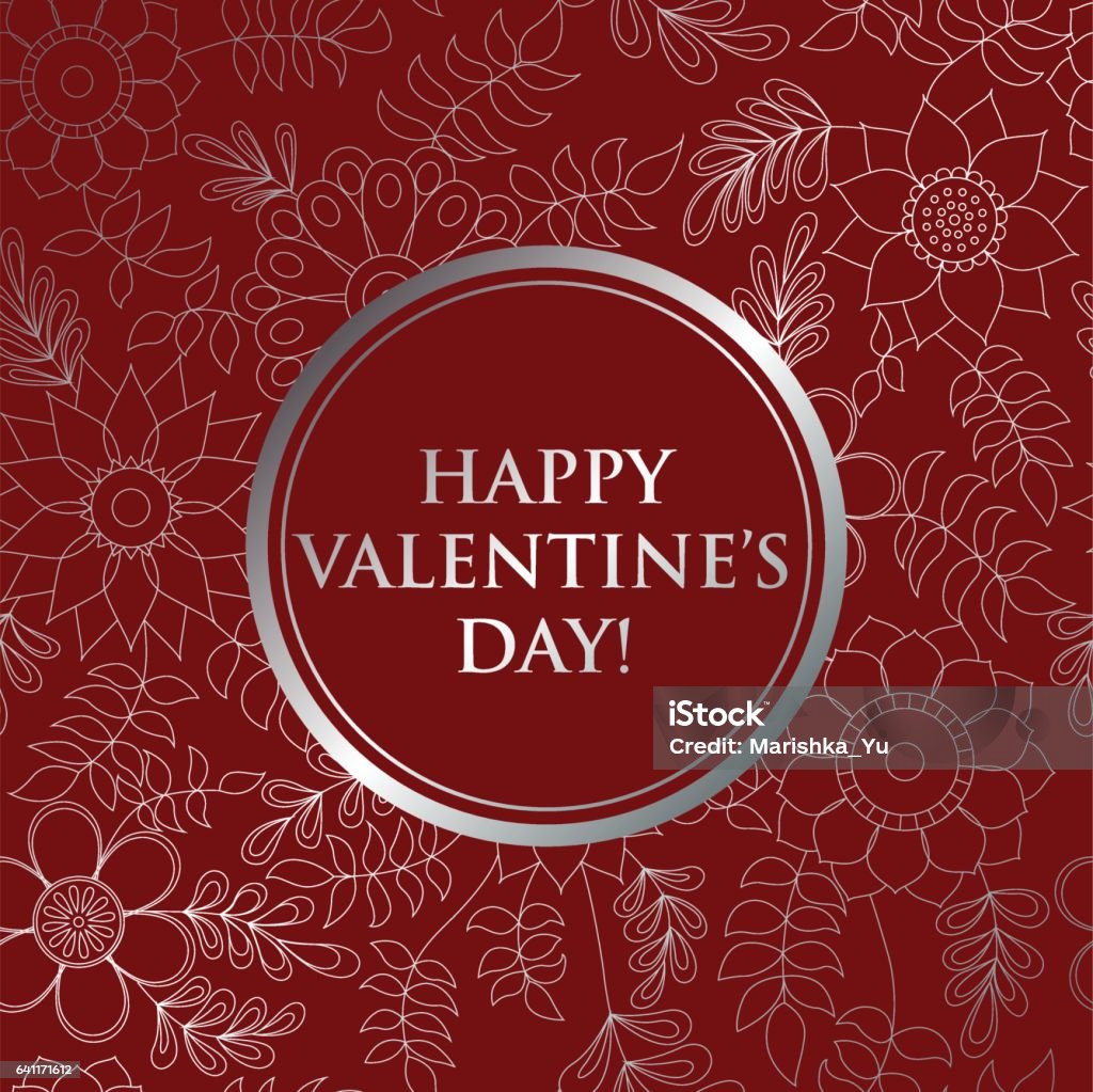 Happy valentine day card on floral pattern Happy valentine day card on floral pattern vector Horizontal stock vector