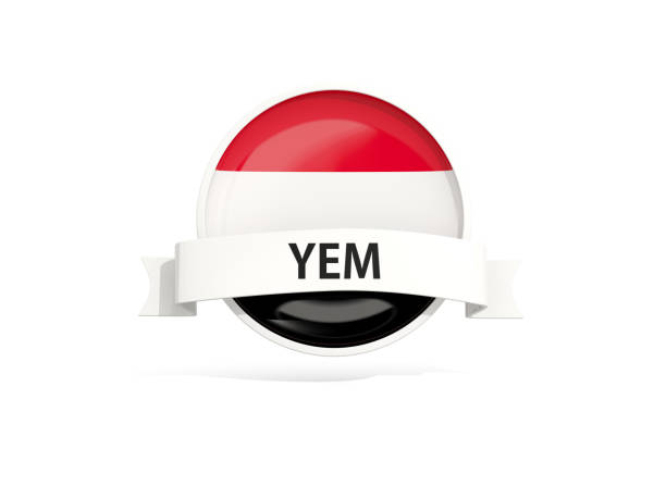 Flag of yemen with banner and country code isolated on white. 3D illustration