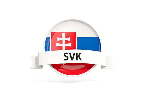 Flag of slovakia with banner and country code isolated on white. 3D illustration