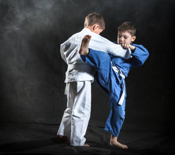 luchadores de judo de los muchachos - judo fotografías e imágenes de stock