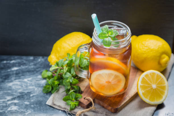 istock Iced tea in glass jars 641176038