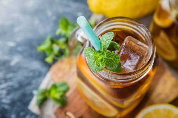 istock Iced tea in glass jars 641176048