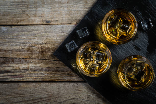 istock Whiskey with ice in glasses 641176346