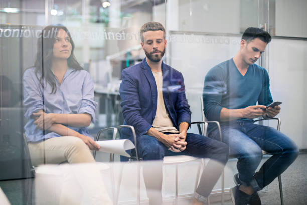 istock Business people sitting at office lobby 641176612