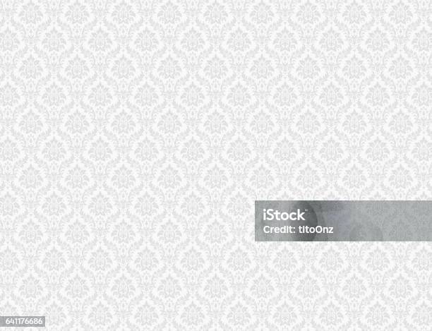 White Damask Pattern Background Stock Illustration - Download Image Now - Backgrounds, Damask, Pattern