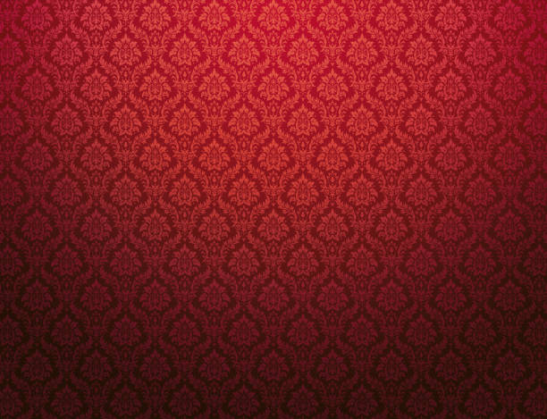 illustrations, cliparts, dessins animés et icônes de impression de fond damassé rouge - backgrounds baroque style luxury leaf