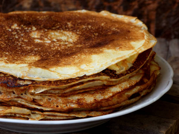 istock Fried crepes on the plate. Russian pancakes 641177418