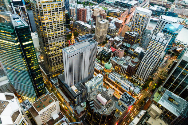 istock Birds Eye City View at Dawn 641178302