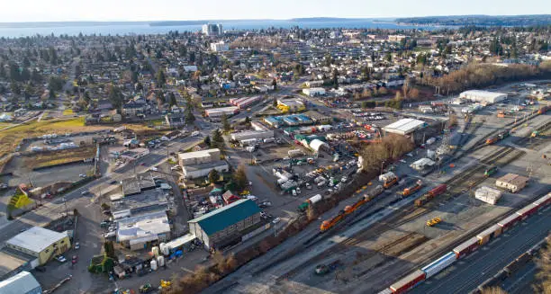 Everett, Washington Aerial Urban Cityscape United States of America