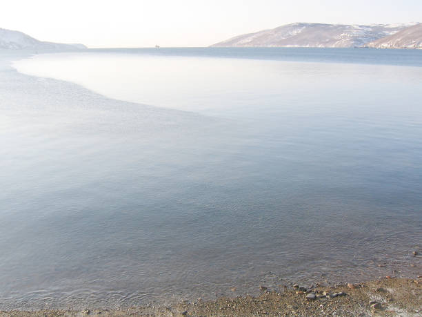 The sea in the winter in Magadan, Russia.