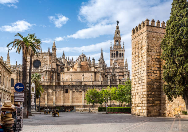 Seville Cathedral. Spain. Seville Cathedral. Spain. It is the largest Gothic cathedral and the third-largest church in the world. santa cruz seville stock pictures, royalty-free photos & images
