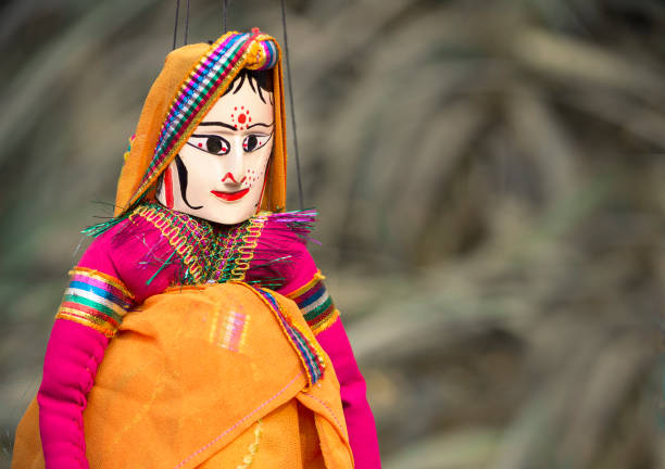 Kathputli wood puppet Rajsthani Beautiful handmade puppet doll puppet indian culture small stock pictures, royalty-free photos & images