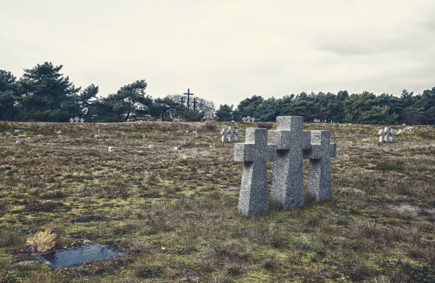 istock stone crosses in the old cemetery 641185088