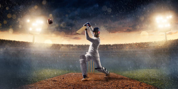 istock Cricket: Batsman on the stadium in action 641185922