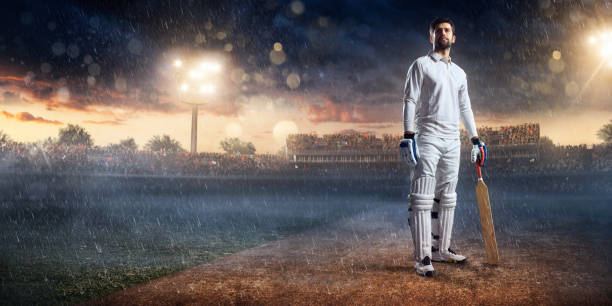 istock Cricket: Batsman on the stadium in action 641186230