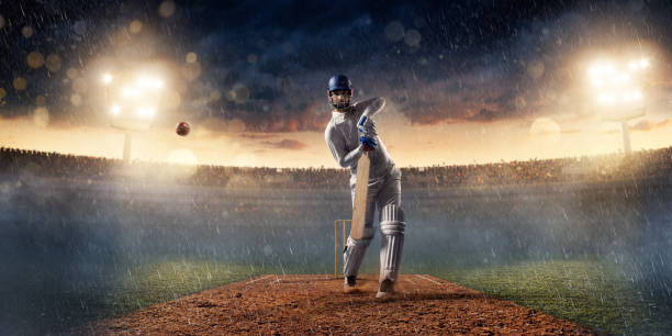 istock Cricket: Batsman on the stadium in action 641187392