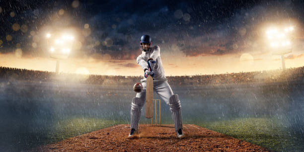 cricket : batteur sur le stade en action - cricket bowler photos et images de collection