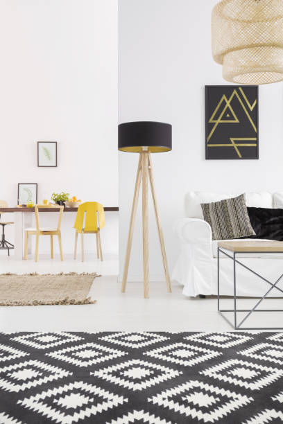 istock White apartment with black lamp 641190272