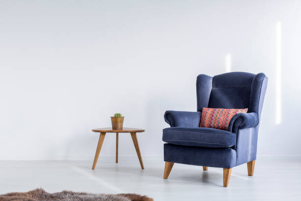 istock White room with blue armchair 641191464