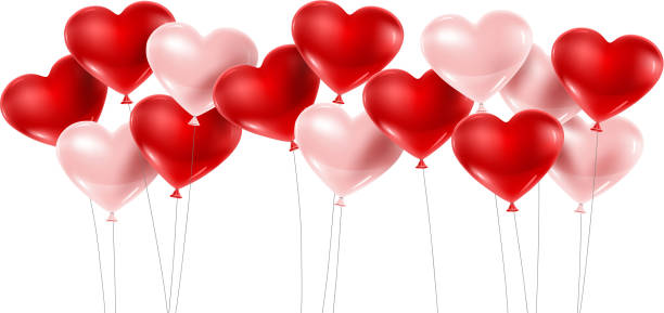 rot und rosa ballons - heart balloon stock-grafiken, -clipart, -cartoons und -symbole