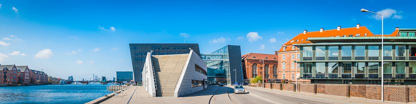 Panoramic view of the modern urban developments on Copenhagen waterfront.