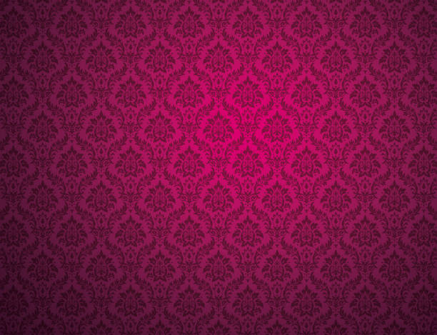 Purple damask pattern background Purple damask wallpaper with floral patterns damask stock illustrations