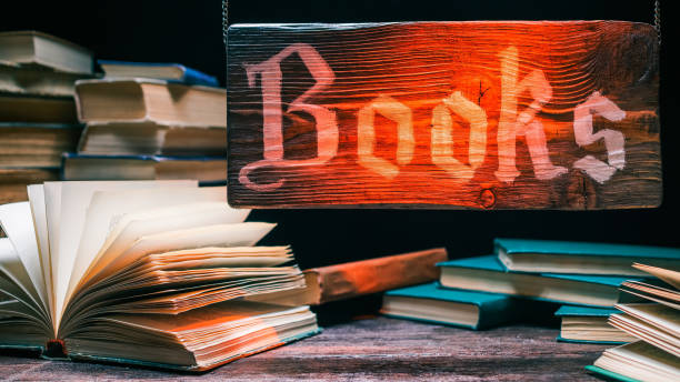 istock Bookstore wood sign 641196094