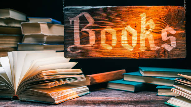 istock Bookstore wood sign 641196302