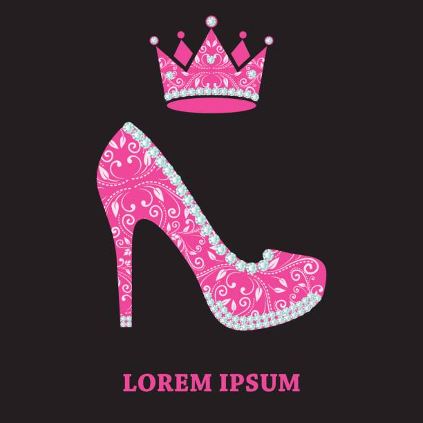 istock glamour design elements of magenta shoe and crown 641196724