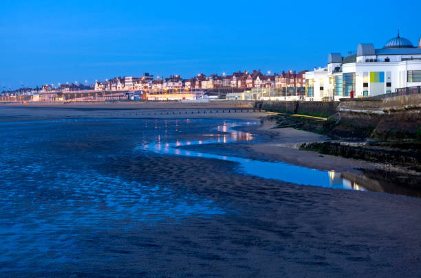 Bridlington South Bay all'alba - foto stock