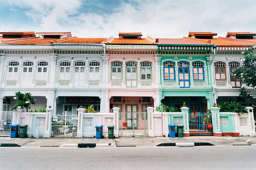Colorful buildings in Katong district in Singapore