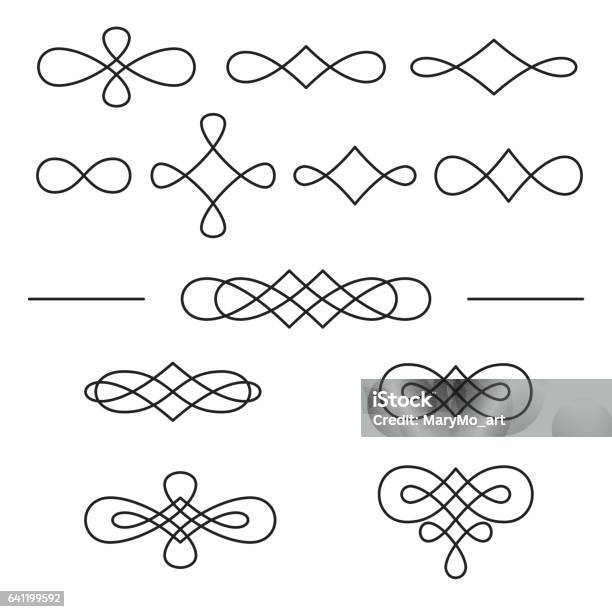 Vintage Decorative Swirls Collection Isolated On White Background Stock Illustration - Download Image Now
