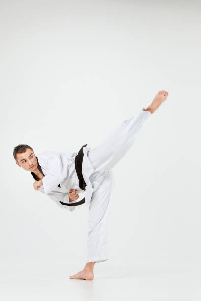 istock The karate man with black belt 641200362